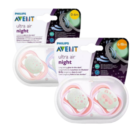 Avent Ultra Air Night 2 Sucette Scf376/20 + 2 Sucette scf376/10