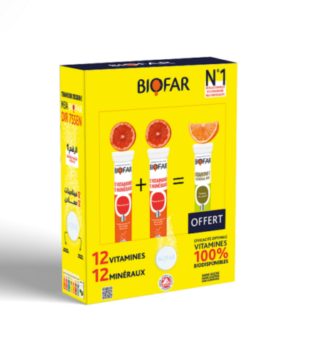 BIOFAR  Pack 2*12 Multivitamine 20 Comprimes + Acerola vitamine C 20 Comprimes OFFERT