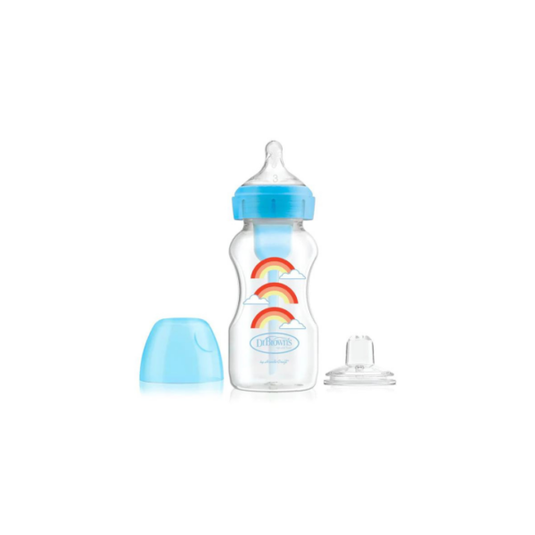Dr Brown’s Biberon Col Large Bleu Rainbows 270ml WB91605