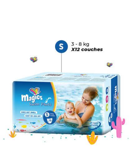 Magics Culottes de bain – Taille S (3-8kg) – Sachet de12 Pièces