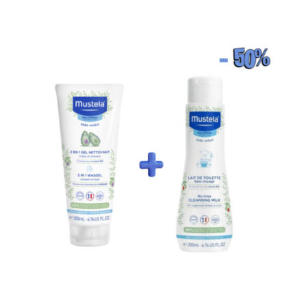 Mustela Gel 2en1 200ml+ Lait de Toilette 200ml -50%