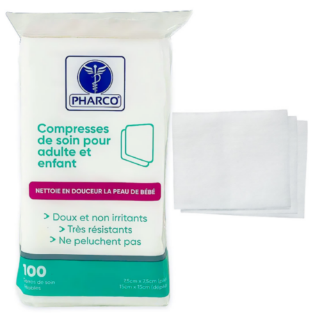 Pharco Coton Carres de Soin 7.5cm X 7.5cm 100 Carres