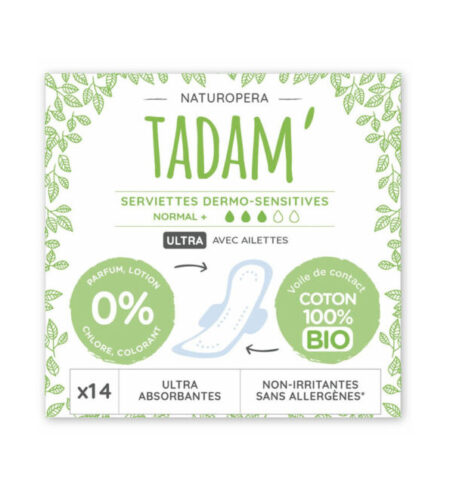 Tadam Serviette Ultra Coton Bio Normal+ 14un