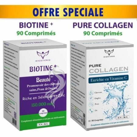 HEALTH POWER PURE COLLAGEN 90 Comprimés +BIOTINE 90 Comprimés
