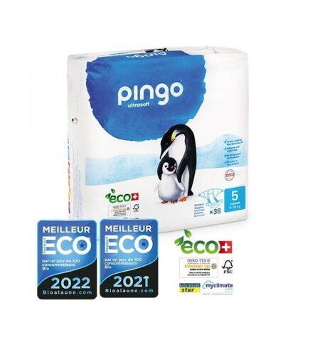 PINGO COUCHES ÉCOLOGIQUES JETABLES JUNIOR TAILLE 5 (11-25KG) 36 COUCHES