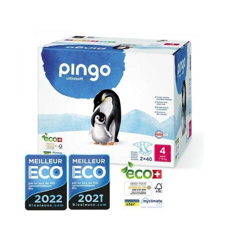 Pingo Couches Maxi Taille 4 7PINGO COUCHES ÉCOLOGIQUES JETABLES MAXI JUMBO TAILLE 4 (7-18KG) 2X40 COUCHES-18kg/2*40pcs