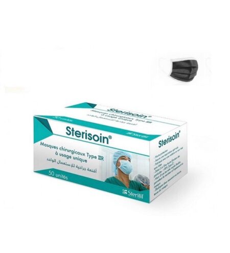 STERISOIN Masques Chirurgicaux Noirs 50 Unités