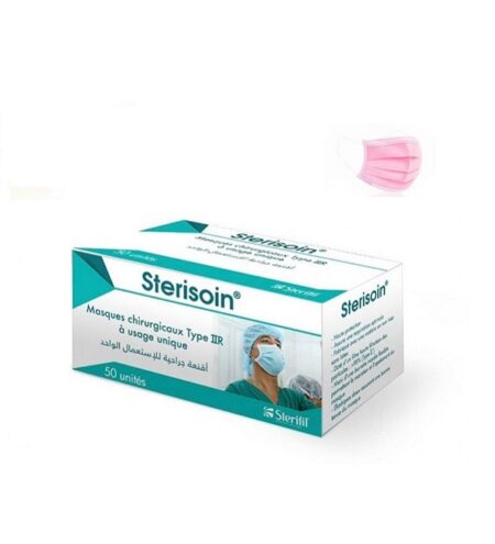 STERISOIN Masques Chirurgicaux Roses 50 Unités